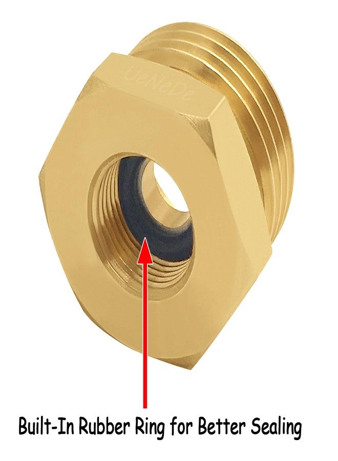 Uenede 2PCS Water Line Adapter, 3/4"GHT Male to 3/8" Compression Female Reducer Bushing, Brass Fitting for Kitchen Bathroom Faucet Supply Line Hose Stop Valve to Garden Hose with Rubber Washer - Image 4